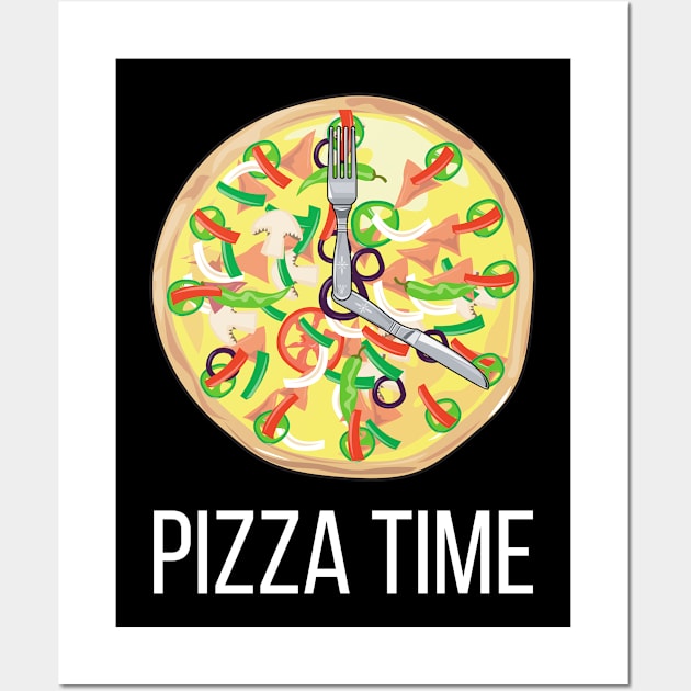 Pizza Time Funny pizza clock slogan design for pizza lovers Wall Art by Butterfly Lane